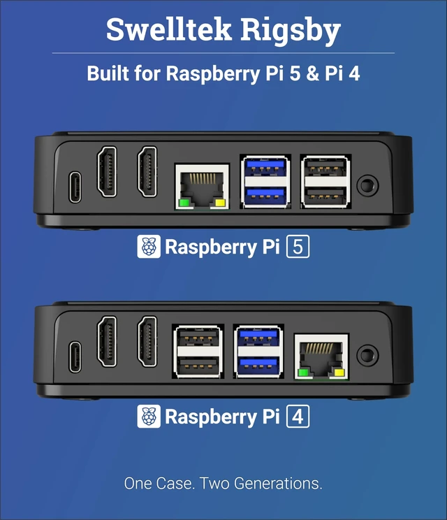 Alt view image 2 of 5 - Swelltek Rigsby Smart Case for Raspberry Pi 5 & Pi 4 Premium Die-Cast Aluminum, Intelligent Power Control, Passive & Active Cooling (Graphite, Case Only)