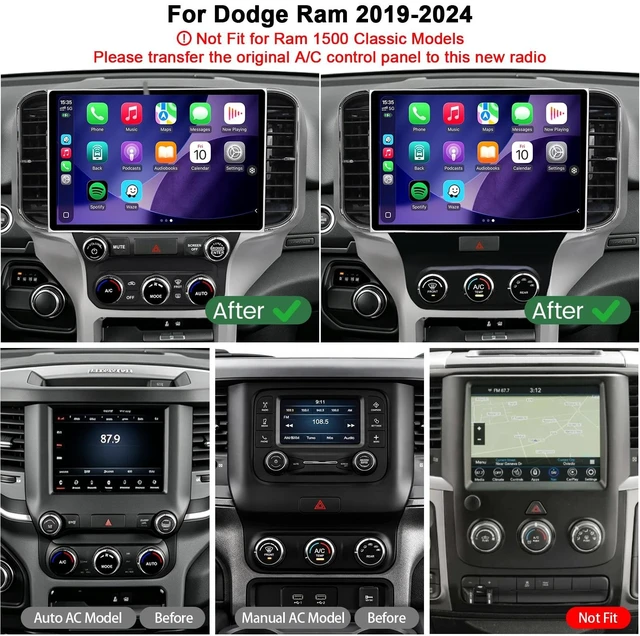 Alt view image 2 of 5 - 4G-LTE 13.1-inch 8 Core 6+128GB Car Radio Stereo for Dodge Ram 2019-2024 (Not for Ram 1500 Classic), Plug and Play, 2K IPS Touch Screen, Android 13, Carplay, Android Auto, 5GHz WiFi, Bluetooth 5.0