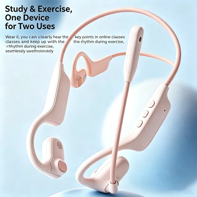 Alt view image 5 of 5 - AYI Open Ear Wireless Earbuds with Mic, Hi-Fi Stereo Sound, LED Power Display, 48H Playtime, Multipoint Pairing & Voice Assistant, Ultra-Low Latency for Workout and Gaming, Pink.
