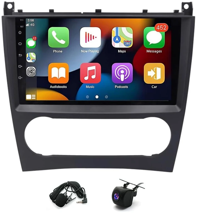 Main image of 4+64G Car Stereo for Mercedes C-Class W203 C230 CLK350 C280 C350 CLK W209 2003-2009 Head Unit 9 Inch Double Din Radio for CLK350 C280 C350 Bluetooth Carplay Android Auto GPS WiFi Mic Backup Camera