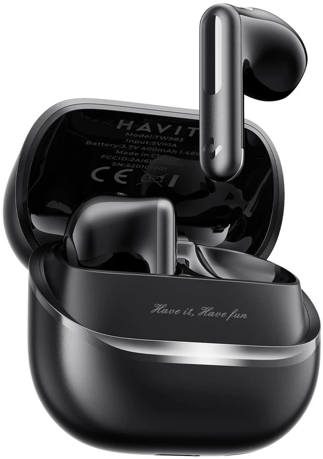 Main image of havit Space T1 Wireless Earbuds, Adaptive Hybrid Active Noise Cancelling Bluetooth Earbuds, 6-Mic AI ENC, Head-Tracked Spatial Audio, 40.5H Playtime, Semi-in-Ear Fit, Bluetooth 6.0, IP54, Black