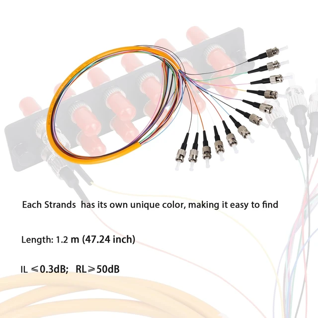 Alt view image 2 of 3 - fyboptwu 12-Strand ST UPC Singlemode Pigtail 1.2m, 4-Pack