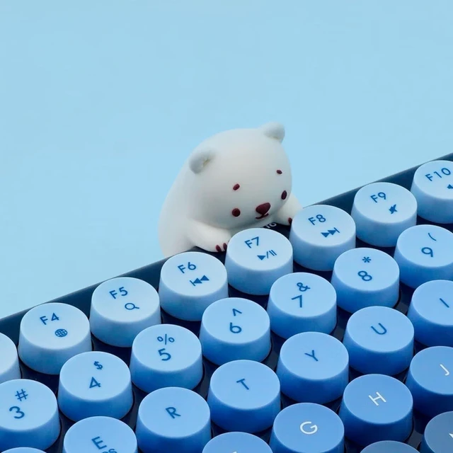 Alt view image 4 of 5 - TzBBL Mini Bluetooth Keyboard, Mini Wireless Keyboard with Cute Animal Figurine, 84 Keys Compact Round Keycaps, Gradient Color Design, for Tablet/iPad/iOS/Android/Windows (Water Blue)