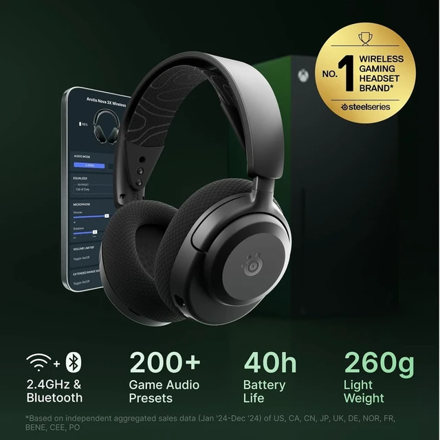 Alt view image 2 of 5 - SteelSeries Arctis Nova 3X Wireless Multi-Platform Gaming Headset - Mobile App Control - 40 HR Battery - Neodymium Magnetic Drivers - 2.4GHz/Bluetooth - Xbox, PS, PC, Switch, Mobile - Black (us
