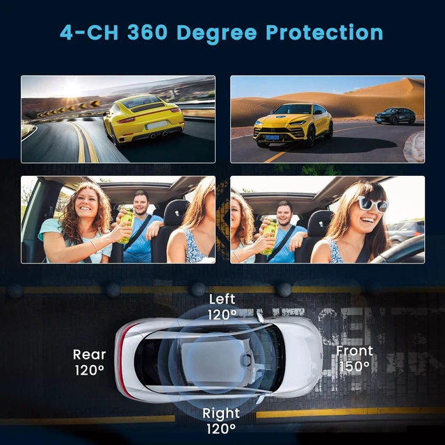 Alt view image 3 of 5 - 4 Channel 360 Degree View Dash Cam Front and Rear Inside Left Right