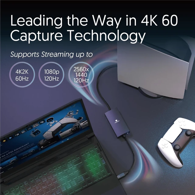 Alt view image 3 of 5 - MAXSQUARE 4K60 HDMI to USB-C Capture Dongle with Scaler, Stream up to 4K60, HDMI 2.0, HDR, Ultra Low Latency, for Gaming Xbox, PS5, PC, USB3.1, No Driver Required, for OBS, TAA Compliant