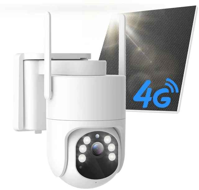 Main image of Voxblend 4G LTE Cellular Security Cameras: Camara de Seguridad Wireless Outdoor, 360 Live View Built-in 4G SIM Card, Home Surveillance No WiFi, 10W Solar Powered, 2K Color Night Vision,PIR Moti