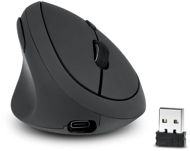 Main image of Perixx Perimice-719LR, Left Handed Wireless Vertical Mouse - Duo Wired and Wireless Charging Feature - Designed for Smaller Hands