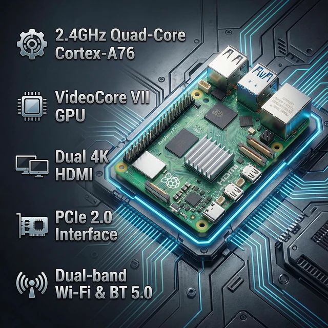 Alt view image 2 of 5 - Pi 5 Development Board Computer with 4GB RAM, AI Programming Learning Kit for Raspberry Pi Python and Robotics