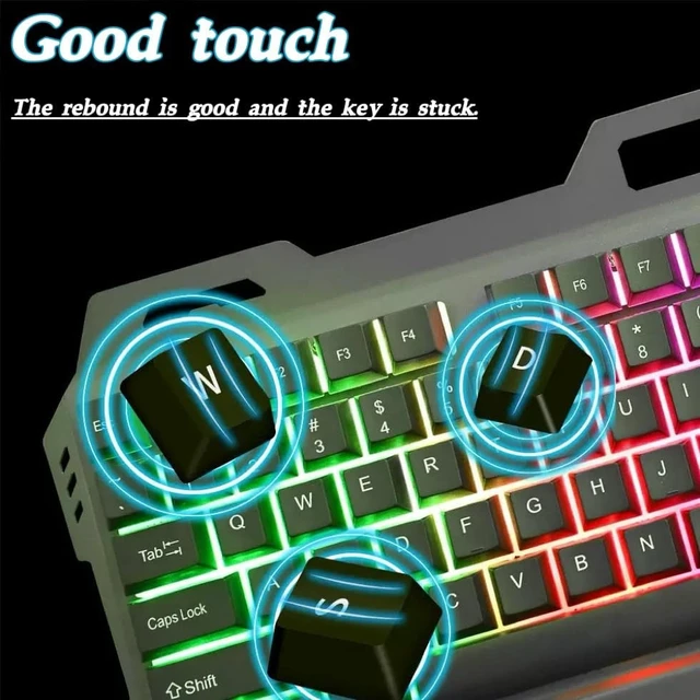 Alt view image 2 of 5 - Tongyangat Wireless RGB Gaming Keyboard, Mechanical Feel Keyboard with Rainbow Backlight, Ergonomic PC Keyboard, Compatible with Windows, Mac, Laptop, Desktop, Computer (Black)