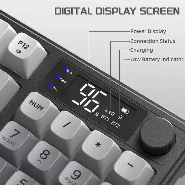 Alt view image 5 of 5 - FREEWOLF M96 Wireless Gaming Keyboard Creamy Membrane 94Key ANSI-Moonlight