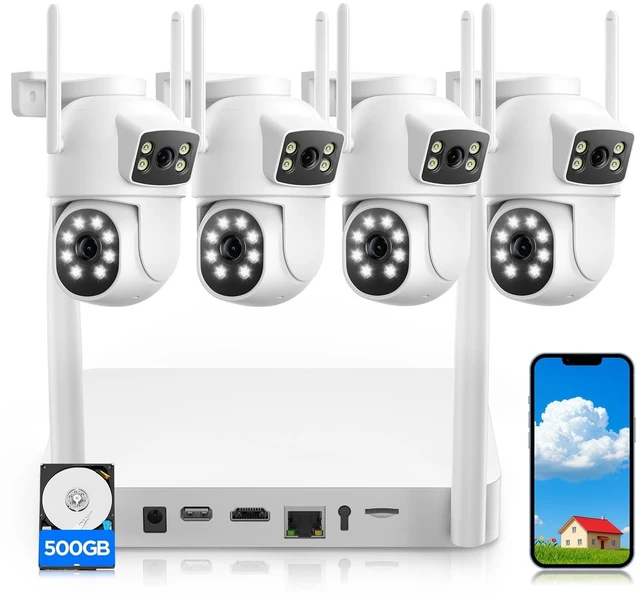 Main image of Camcamp Dual-Lens Home Security Cameras System Wireless Outdoor, 4 Cam Kits