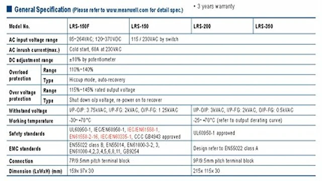 Alt view image 2 of 3 - MEAN WELL LRS-150F-5 Single Output Switching Power Supply, 110 Watt, 5 Volt, 22 Amp