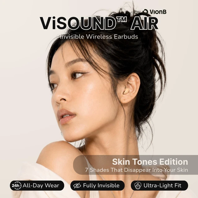 Alt view image 2 of 5 - VISOUND Air Skin Tones Invisible Earbuds for Small Ears - Wireless Bluetooth 5.4, Skin-Matching Mini Stemless Ear Buds, IPX5 Waterproof, Crystal Clear Calls (Light Bisque)
