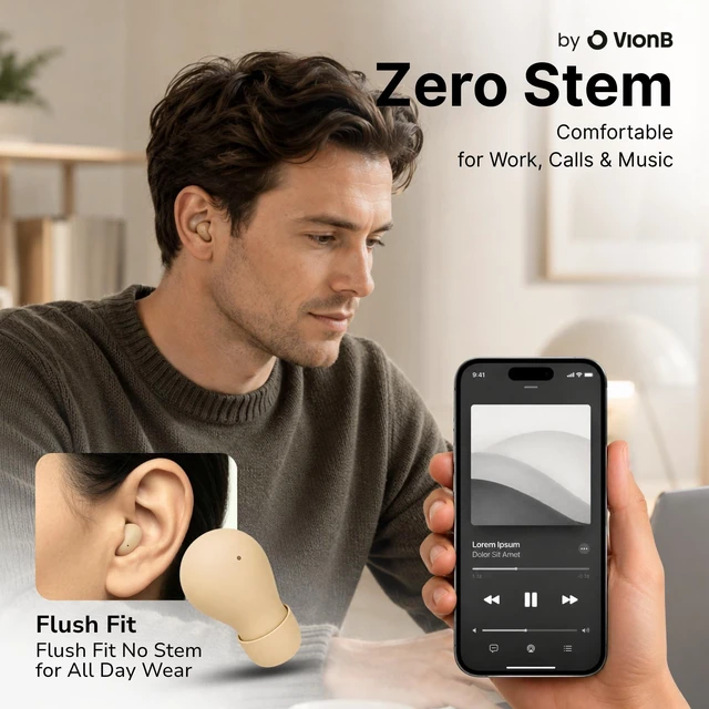 Alt view image 3 of 5 - VISOUND Air Skin Tones Invisible Earbuds for Small Ears - Wireless Bluetooth 5.4, Skin-Matching Mini Stemless Ear Buds, IPX5 Waterproof, Crystal Clear Calls (Light Bisque)