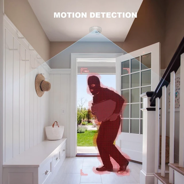 Alt view image 5 of 5 - LIZVIE Smoke Detector Hidden Camera, 10000mAh Backup Power with Motion Detection/SD Storage/Night Vision/Motion Detection/APP Control/2.4G WiFi for Home Security.