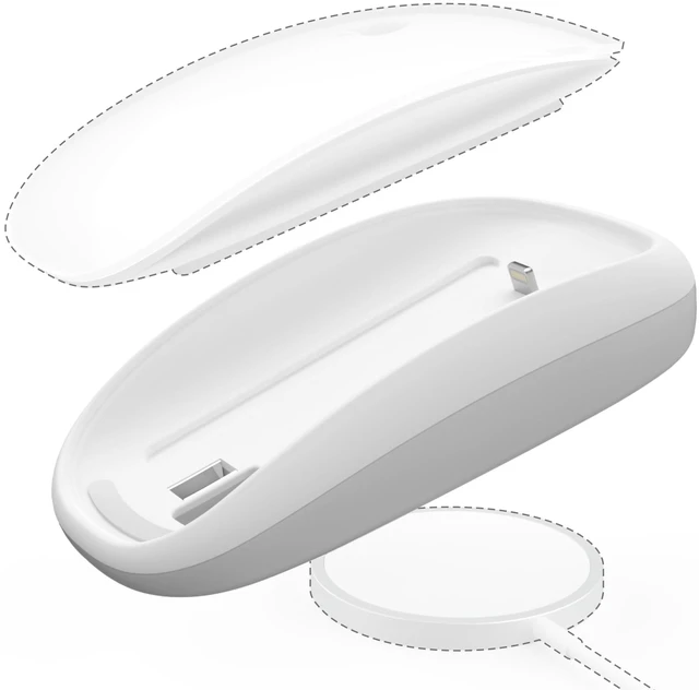 Main image of TATOFY Mouse Charger Compatible with Magic Mouse 2 (Lighting) Grip with Wireless Charging Support, Ergonomic Base (White)