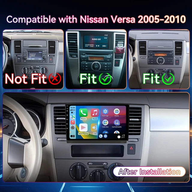 Alt view image 3 of 5 - Android 13 Car Radio Stereo Compatible with Nissan Versa (2005-2010) ^^ 9" IPS Touchscreen ^^ Wireless CarPlay/Android Auto/Mirror Link ^^ GPS Navigation ^^ FM/RDS ^^ IPS/HD Display ^^ AHD Back