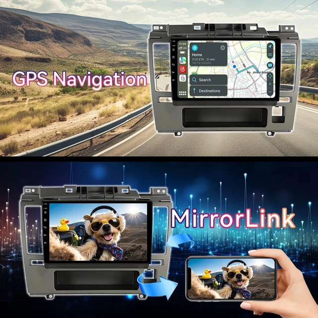 Alt view image 4 of 5 - Android 13 Car Radio Stereo Compatible with Nissan Versa (2005-2010) ^^ 9" IPS Touchscreen ^^ Wireless CarPlay/Android Auto/Mirror Link ^^ GPS Navigation ^^ FM/RDS ^^ IPS/HD Display ^^ AHD Back