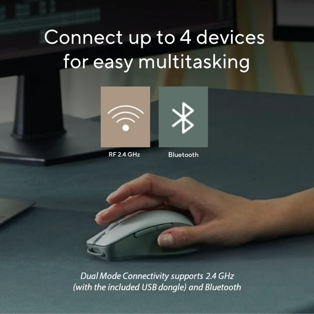 Alt view image 5 of 5 - ASUS Wireless SmartO Mouse Silent Plus Dual Mode (BT/2.4GHz), up to 3 Devices, Ergonomic, 4200 DPI, AA Battery Lasts up to 1 Year, Quiet Switches, Portable, for Productivity/Gaming - Green