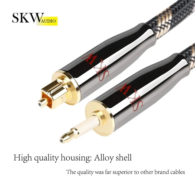 Alt view image 3 of 5 - SKW Mini Toslink to Toslink Male to Male Optical Digital Audio Cable High-Reinforced Transparent Polymer Core Nylon Braided 6.5ft (2M)