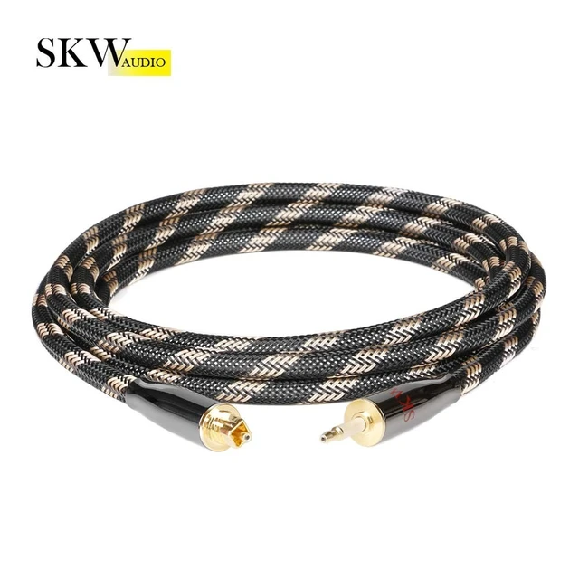Alt view image 2 of 5 - SKW Mini Toslink to Toslink Male to Male Optical Digital Audio Cable High-Reinforced Transparent Polymer Core Nylon Braided 6.5ft (2M)