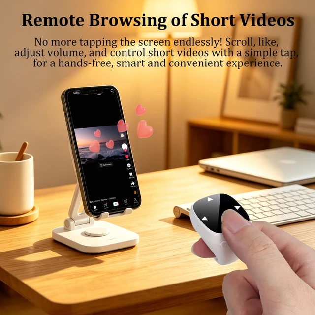 Alt view image 3 of 5 - Wireless Bluetooth Air Finger Ring Mouse, Rechargeable TikTok Scrolling Ring with Touchscreen, Page Turner for E-Book Remote Control Short Video Camera Shutter, for Phone Tablet Android iOS(Whi