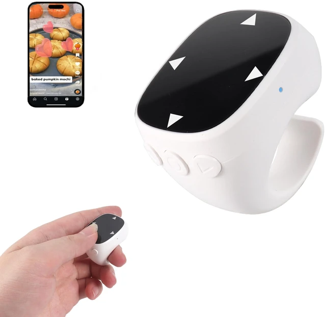 Main image of Wireless Bluetooth Air Finger Ring Mouse, Rechargeable TikTok Scrolling Ring with Touchscreen, Page Turner for E-Book Remote Control Short Video Camera Shutter, for Phone Tablet Android iOS(Whi