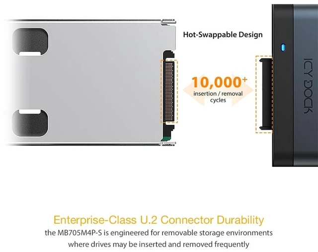 Alt view image 4 of 5 - ICY DOCK EZConvert MB705M4P-S M.2 NVMe SSD to 7mm 2.5 U.2 SSD Adapter / Mounting Bracket
