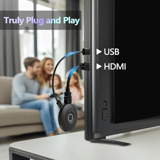 Alt view image 4 of 5 - True 4K Wireless Display Adapter, 2026 Plug & Play 2.4G+5G@60Hz HDMI Wireless Dongle for i-Phone 17 Android Windows macOS Tablet Laptop Cast to TV/Monitor/Projector, Support Airplay Mira