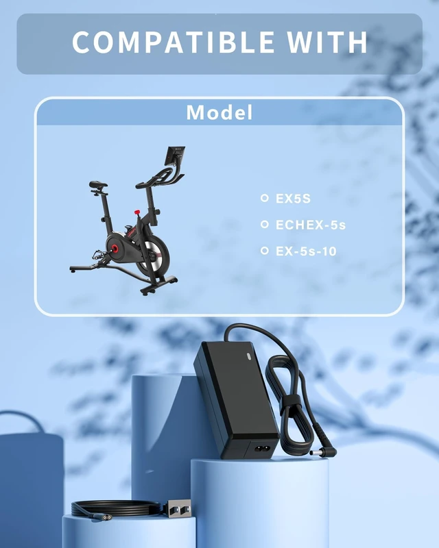 Alt view image 2 of 5 - VHBW 12V 5A Power Adapter Compatible with Echelon EX5S Bike 9.8FT Cord