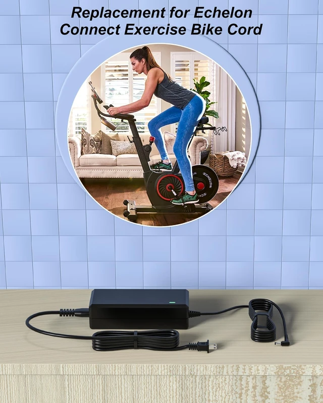 Alt view image 3 of 5 - VHBW 12V 5A Power Adapter Compatible with Echelon EX5S Bike 9.8FT Cord