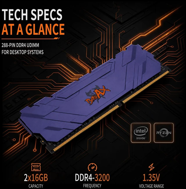 Alt view image 3 of 5 - Colorful DDR4 3200MHz 32GB (2x16GB) RAM 1.35V CL18 XMP2.0 Desktop PC Memory