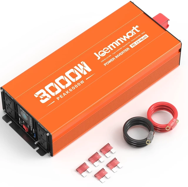 Main image of Joemnwart 3000W Power Inverter 12V DC to 120V AC Car Converter for RV Truck Inverter with 4 AC Outlets, USB/Type-C Fast Charging Ports, LCD Display
