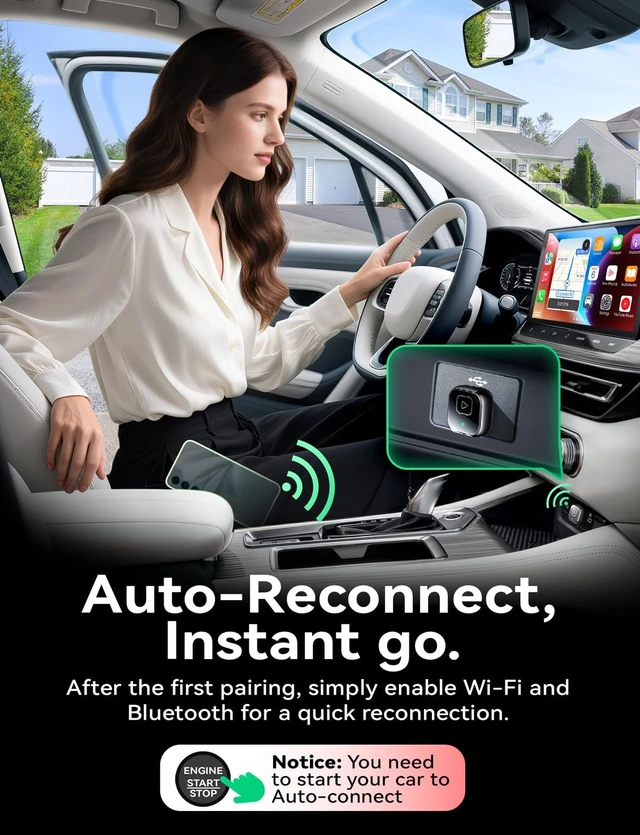 Alt view image 5 of 5 - Mavlou Wireless Carplay & Android Auto Adapter, Metal Design Mini & Stable 2-in-1 Dongle, Convert Vehicle's Wired CarPlay/Android Auto to Wireless, for iOS 10+/Android 11+ & Cars from 20