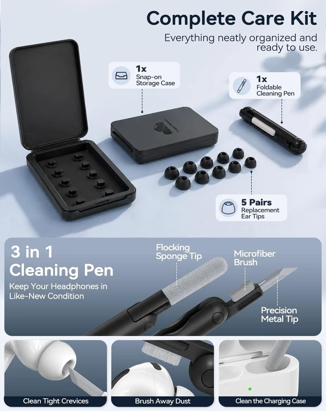 Alt view image 3 of 5 - Tecolu Memory Foam Replacement Ear Tips for AirPods Pro 3 (M-White)