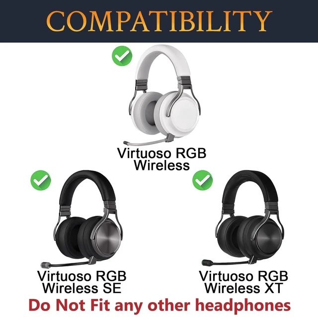Alt view image 2 of 5 - SOULWIT Replacement Kit for Corsair Virtuoso RGB Wireless XT SE Gaming Headset, Protein Leather Headband Headstrap Pad + Earpad Cushions Pad Repair Part - White