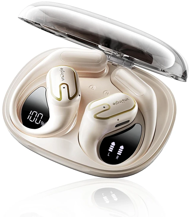Main image of Open Ear Headphones Earbuds Wireless - 5.4 Bluetooth Ear Buds with LED Digital Display IPX7 Waterproof, Wireless Headphones Touch Control Air Conduction Stereo Sound with 18.2mm Drivers