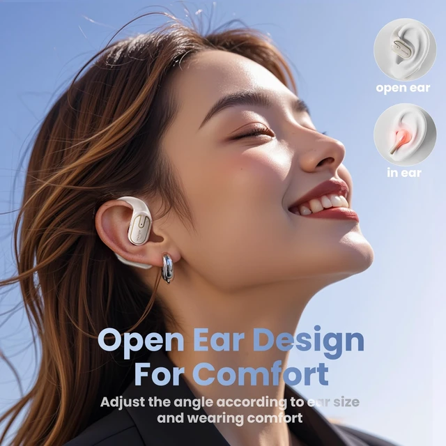 Alt view image 2 of 5 - Open Ear Headphones Earbuds Wireless - 5.4 Bluetooth Ear Buds with LED Digital Display IPX7 Waterproof, Wireless Headphones Touch Control Air Conduction Stereo Sound with 18.2mm Drivers
