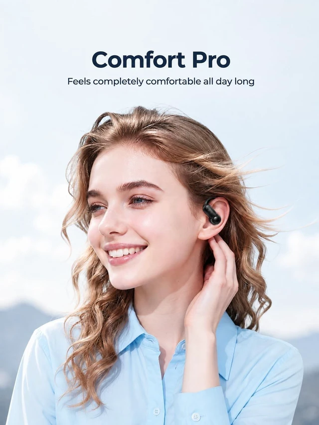 Alt view image 3 of 5 - JKNKCO NE80 Open Ear Headphones, Wireless Bluetooth 6.0 Earbuds with Full-Color Smart Screen Charging Case, IPX5 Adjustable Elastic Earhooks, DRC Dynamic Bass, Dual-Mic Noise Canceling