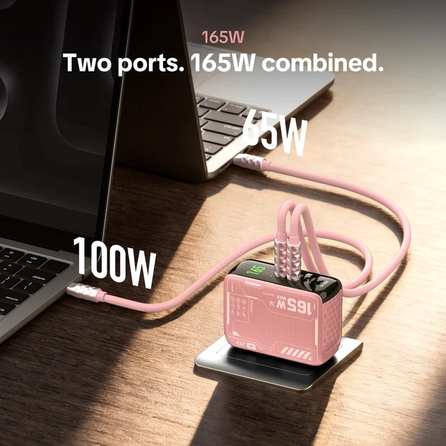 Alt view image 2 of 5 - MFish E-Rhino 165W 4-Port GaN USB C Charger, 140W MacBook Pro Charger