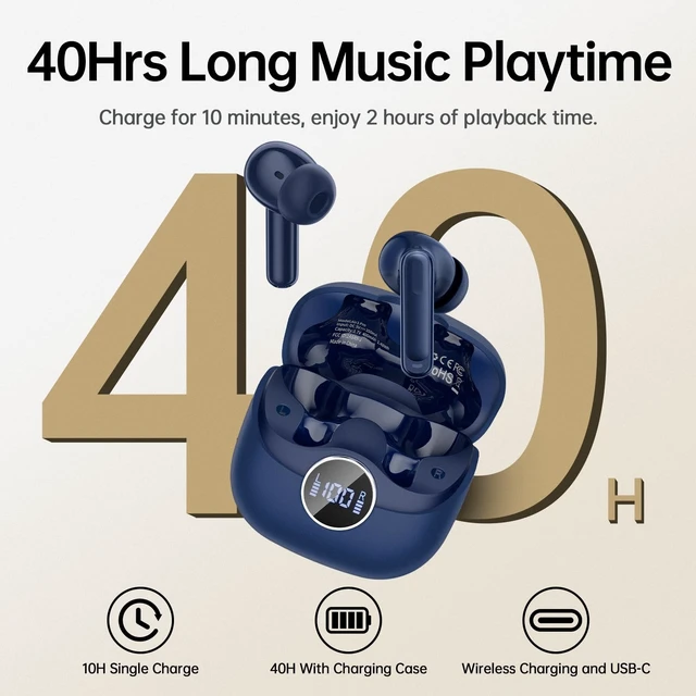 Alt view image 4 of 5 - xinwld Adaptive Hybrid Active Noise Canceling 2026 Wireless Earbuds, 6 Mics ENC Clear Call Ear Buds, Hi-Res Audio Deep Bass Bluetooth 5.4 Headphones, 40H Playtime, Wireless Charging, LED