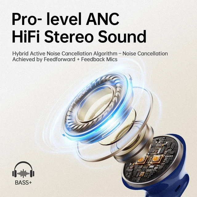 Alt view image 5 of 5 - xinwld Adaptive Hybrid Active Noise Canceling 2026 Wireless Earbuds, 6 Mics ENC Clear Call Ear Buds, Hi-Res Audio Deep Bass Bluetooth 5.4 Headphones, 40H Playtime, Wireless Charging, LED