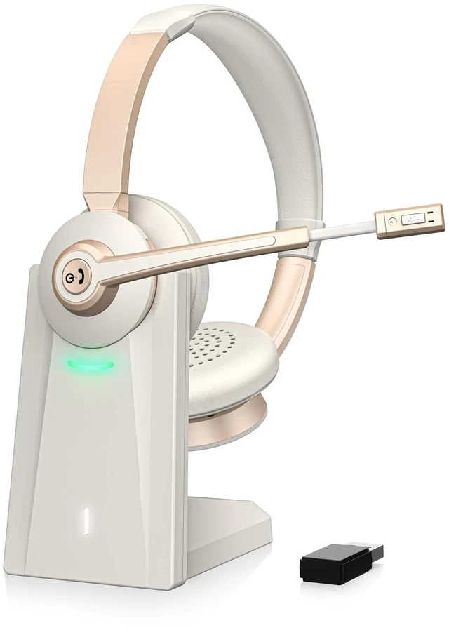 Main image of Vonztek Wireless Headset, Bluetooth Headset with Microphone AI Noise Canceling/Charge Dock, Wireless Headphones with Mic Mute & USB Dongle for Computer Phone Remote Work Office Call Meet