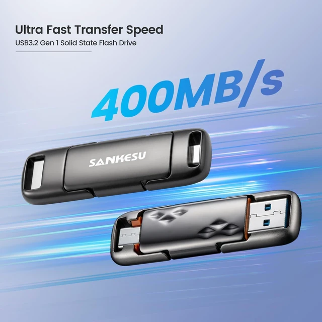 Alt view image 3 of 5 - SANKESU 1TB Flash Drive, Dual USB 3.2 Gen 1 USB-A & USB-C, 400MB/s Solid State Thumb Drive, Memory Stick for iPhone 15/16/17, Android, Tablet, Laptop, Mac,Smart TV (1-Pack)