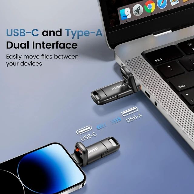Alt view image 4 of 5 - SANKESU 1TB Flash Drive, Dual USB 3.2 Gen 1 USB-A & USB-C, 400MB/s Solid State Thumb Drive, Memory Stick for iPhone 15/16/17, Android, Tablet, Laptop, Mac,Smart TV (1-Pack)