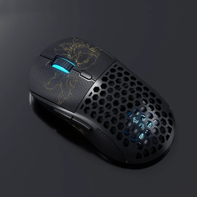 Alt view image 3 of 5 - Glacier Skyloong M1 Wireless Gaming Mouse, Tri-Mode (2.4GHz/Bluetooth/USB-C), 15000 DPI Adjustable, 1000Hz Polling Rate, Lightweight Ergonomic RGB Programmable Gaming Mouse (Black (Nine Tail Fo