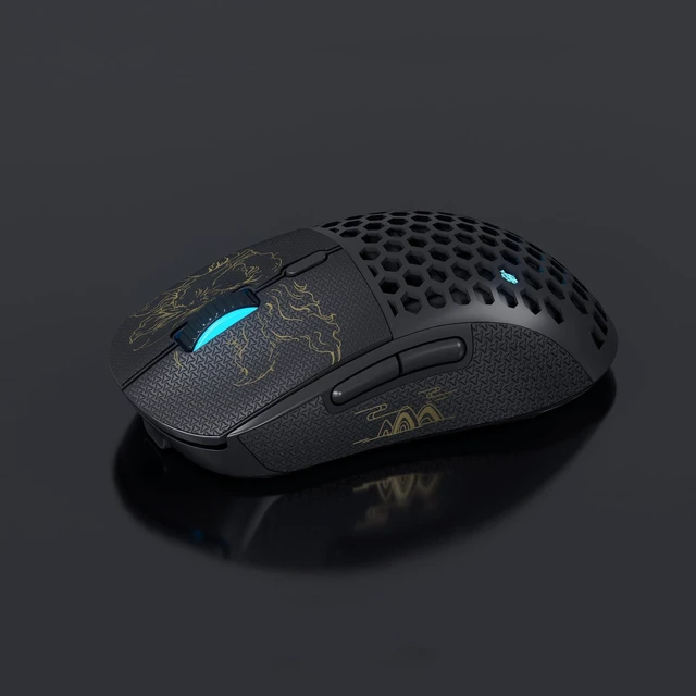 Alt view image 5 of 5 - Glacier Skyloong M1 Wireless Gaming Mouse, Tri-Mode (2.4GHz/Bluetooth/USB-C), 15000 DPI Adjustable, 1000Hz Polling Rate, Lightweight Ergonomic RGB Programmable Gaming Mouse (Black (Nine Tail Fo