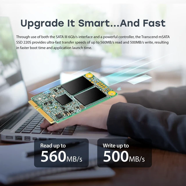 Alt view image 4 of 5 - Transcend 64GB MSA220S mSATA SATA III SSD, SLC Cache