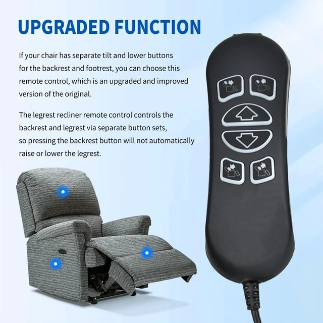 Alt view image 4 of 5 - HSW306 6 Button 7 Pin Lift Chair Remote Control for HHC Hand Control Switch